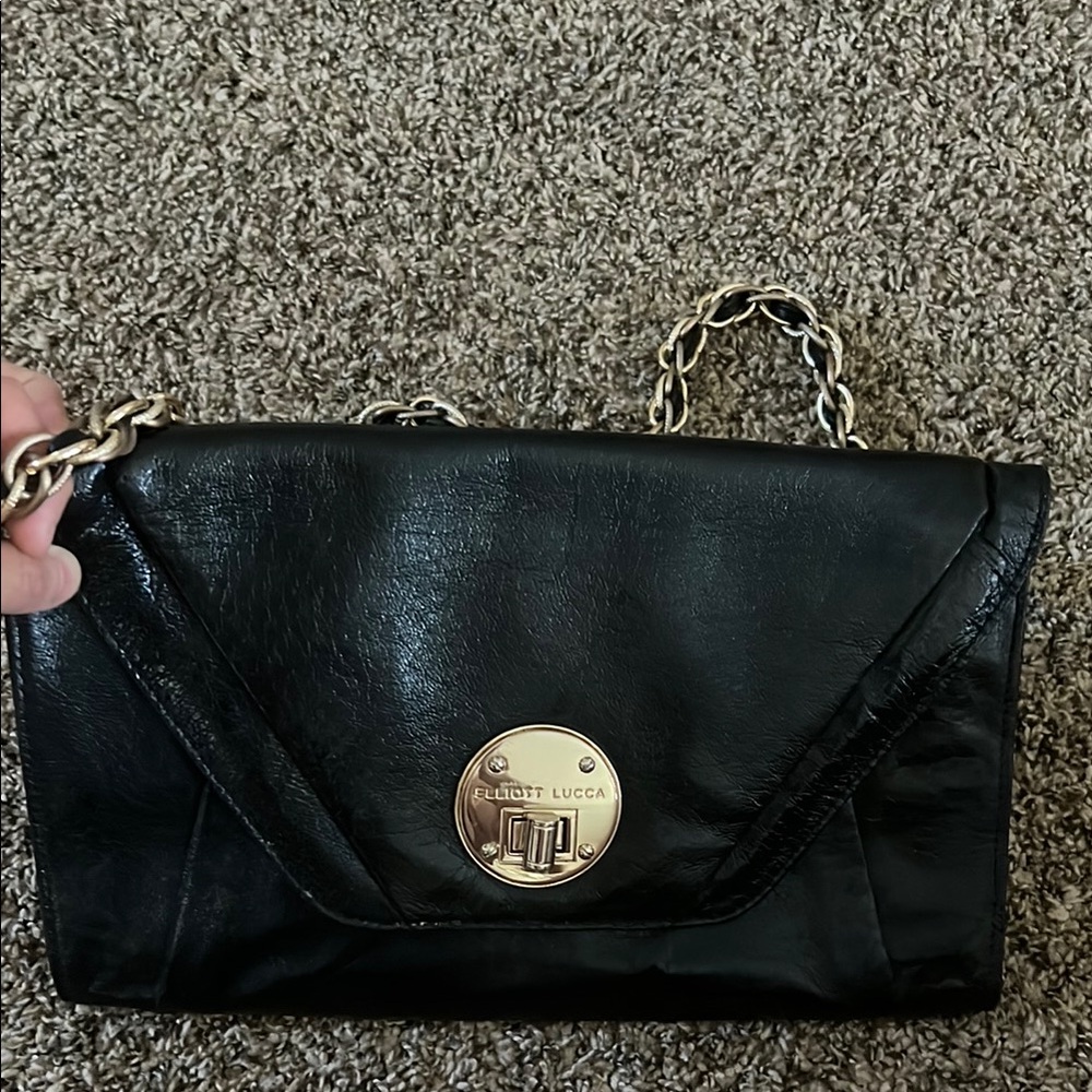 Elliott Lucca Black Shoulder Bag with Chain Strap